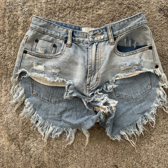 Sz 24 One Teaspoon High-Waisted Denim Shorts - Picture 1 of 2